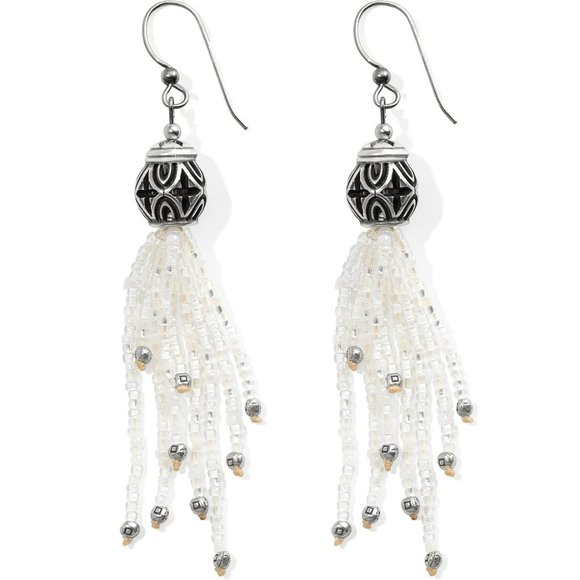 NWT New Brighton Boho Roots Tassel French Wire Earring White Women Retired Rare